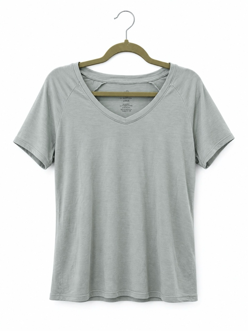 Woolx Mia V-Neck T-Shirt Merino Wool Heather Blue Large